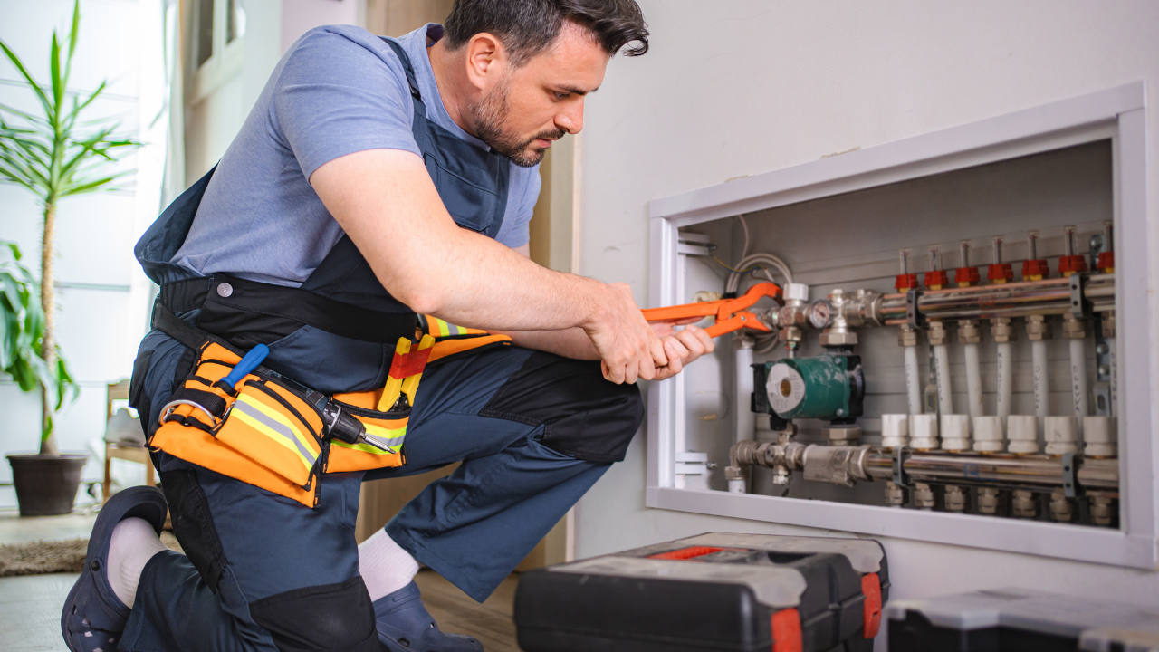 HVAC technician completing final system safety check